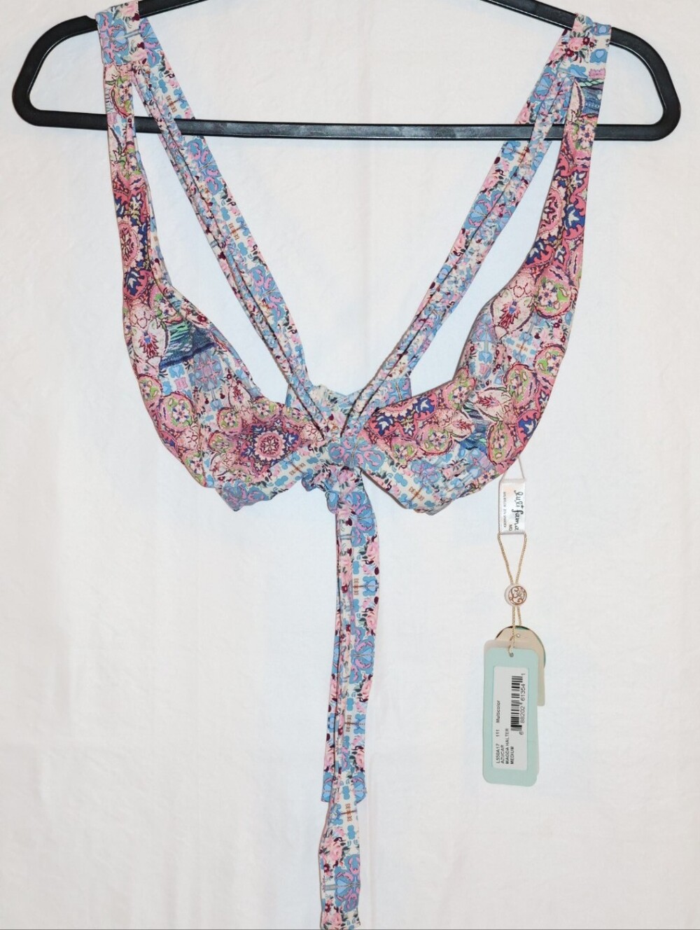 Luli Fama Azucar Magda Reversible Braided Bralette Halter Bikini Top.